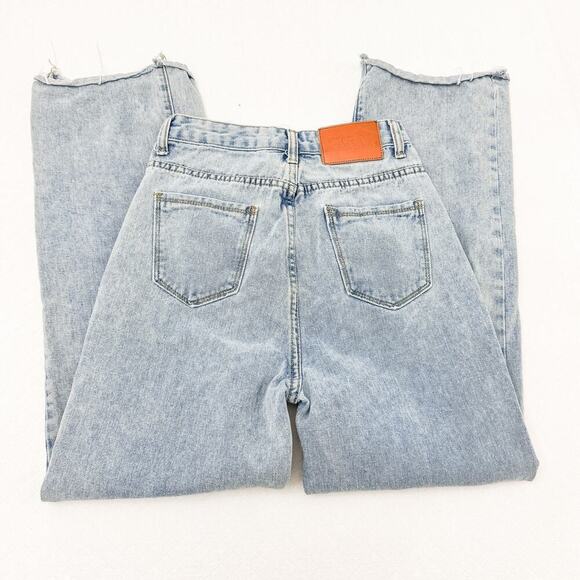 Princess Polly Light Wash Denim Mom Jeans Raw Hem Size 0 - Picture 7 of 8